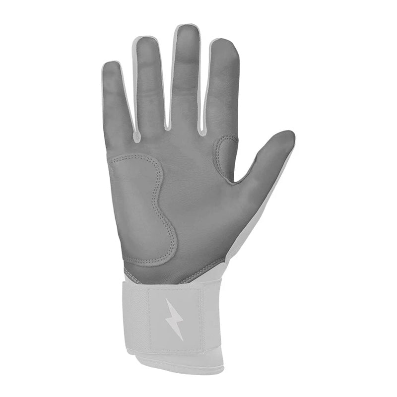 Bruce Bolt Chrome Series Batting Gloves: White (Long Cuff