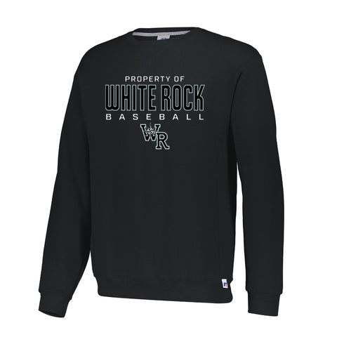 Russell Crewneck Sweatshirt - Black (White Rock Baseball) - Available in Youth & Adult Sizing