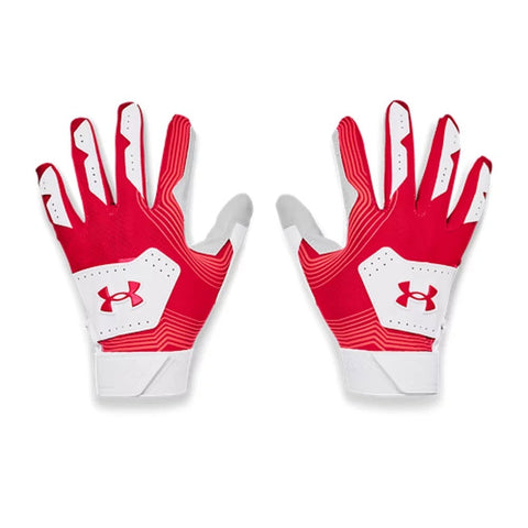 Under Armour Clean Up 21 Youth Batting Gloves - White/Red