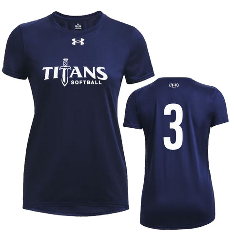 Ladies Under Armour Titan Softball Team Tech Shirt WITH NUMBERS (Tri City Titans - Players)