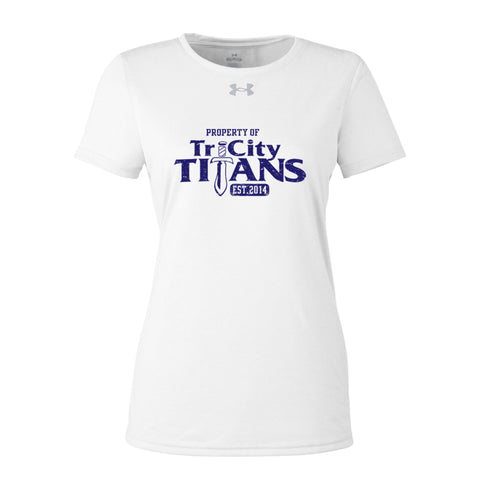 Ladies Under Armour Property of Team Tech Shirt (Tri City Titans - Coaches)