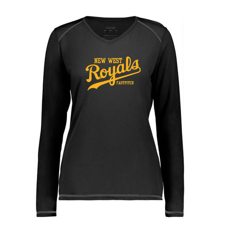 Ladies Super Soft-Spun Poly Long Sleeve T-Shirt (New West Royals Fastpitch)