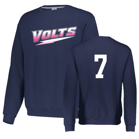Russell Crewneck Full Front Logo w/Twill Back Number (PCFA VOLTS - PLAYERS)