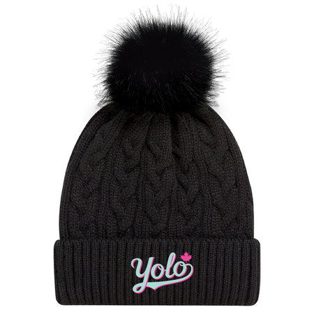 Faux Fur Cuff Pom Pom Toque (Yolo Baseball)