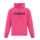 pink pull-over hoodie with #stridepride written on the front