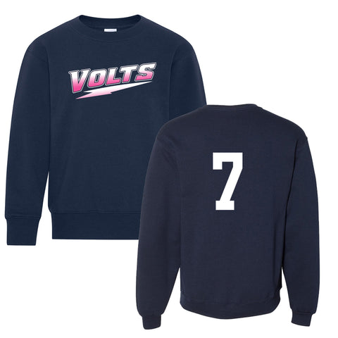 ATC™ Everyday Fleece Youth Crewneck Full Front Logo w/Twill Back Number (PCFA VOLTS - PLAYERS)