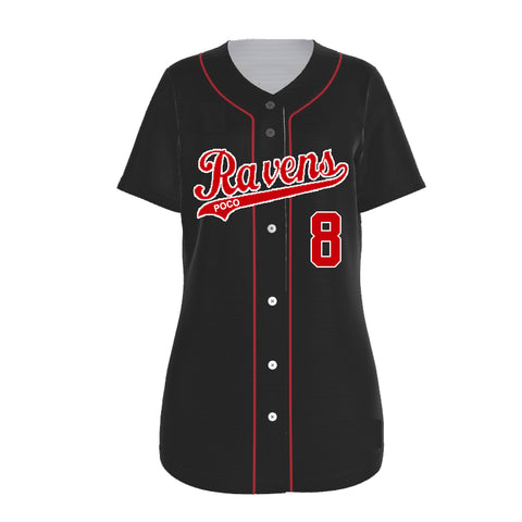 Ravens Sublimated Full Button Game Jersey: Black
