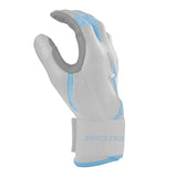 Bruce Bolt Chrome Series Youth Batting Gloves: Baby Blue (Long Cuff)