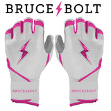 Bruce Bolt Chrome Series Youth Batting Gloves: Pink (Long Cuff)