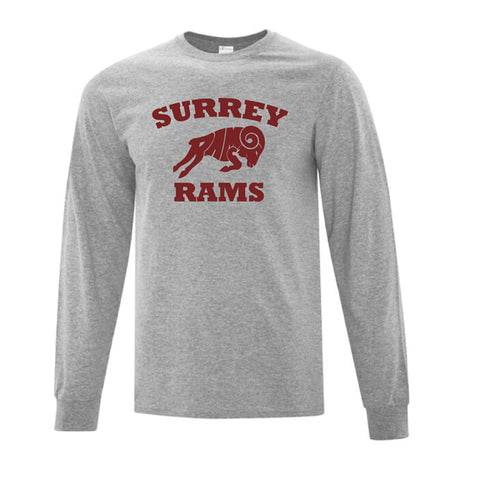 ATC™ Everyday Cotton Long Sleeve T-Shirt - Grey (Surrey Rams Logo)