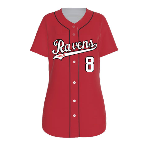 Ravens Sublimated Full Button Game Jersey: Red