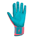 Bruce Bolt Clark Signature Series Youth Batting Gloves: Pink/Teal (Long Cuff)