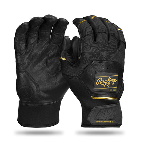 Rawlings Workhorse Batting Gloves: Black/Gold