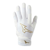 Mizuno Finch Ladies Padded Batting Gloves - White/Gold