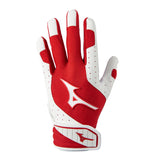 Mizuno Finch Ladies Padded Batting Gloves - White/Red